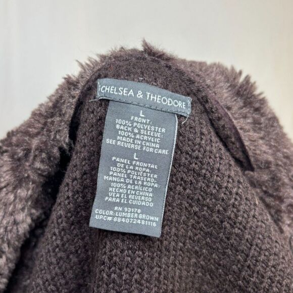 Chelsea & Theodore Brown Faux Fur Suede Knit Jacket Coat Womens Designer - Picture 8 of 10